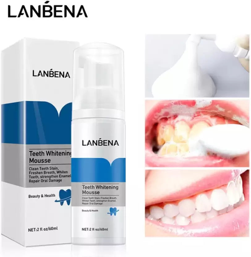 Urban Products LANBENA Teeth Whitening Mousse Remove Cleaning 60ml Natural Oral Tooth Whitening Teeth Whitening liquid (60 ml)
