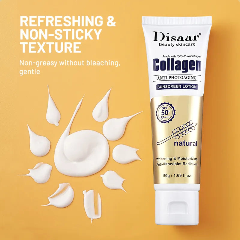 Collagen Sunblock Whitening Spf 50 Anti Sun UV Sunscreen Lotion for Outdoor 50 g