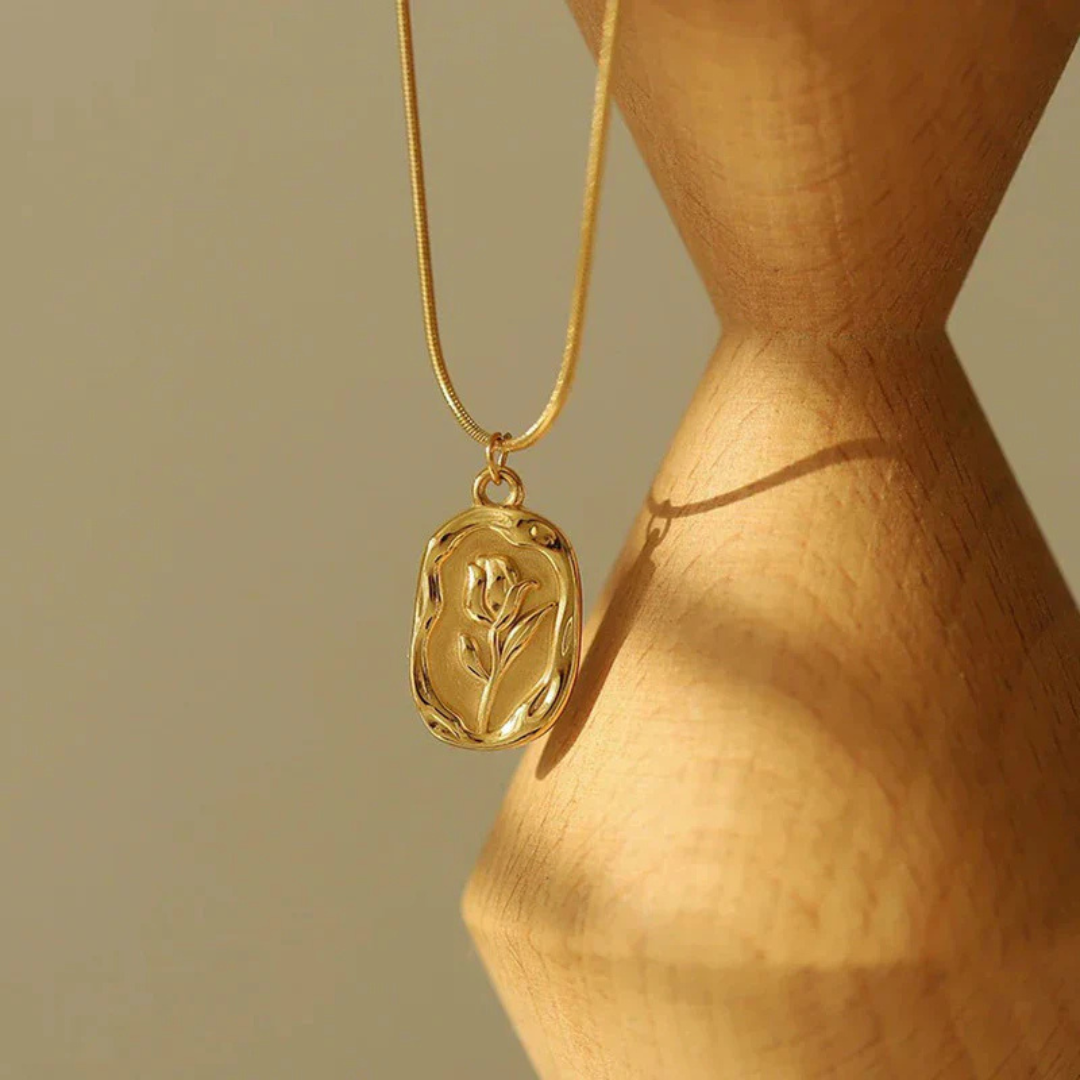Gold Floral Medallion Pendant Necklace (Gold Plated | Anti-Tarnish)-OSL-58