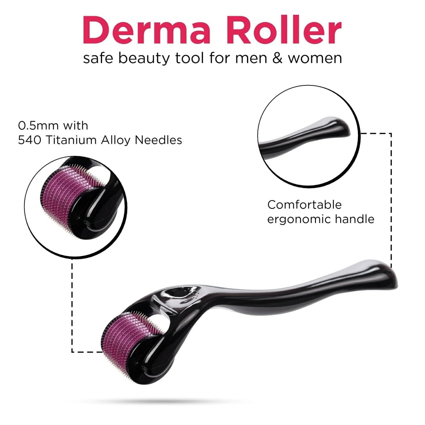 Derma Roller For Hair And Beard Regrowth 540 Micro 0.5MM