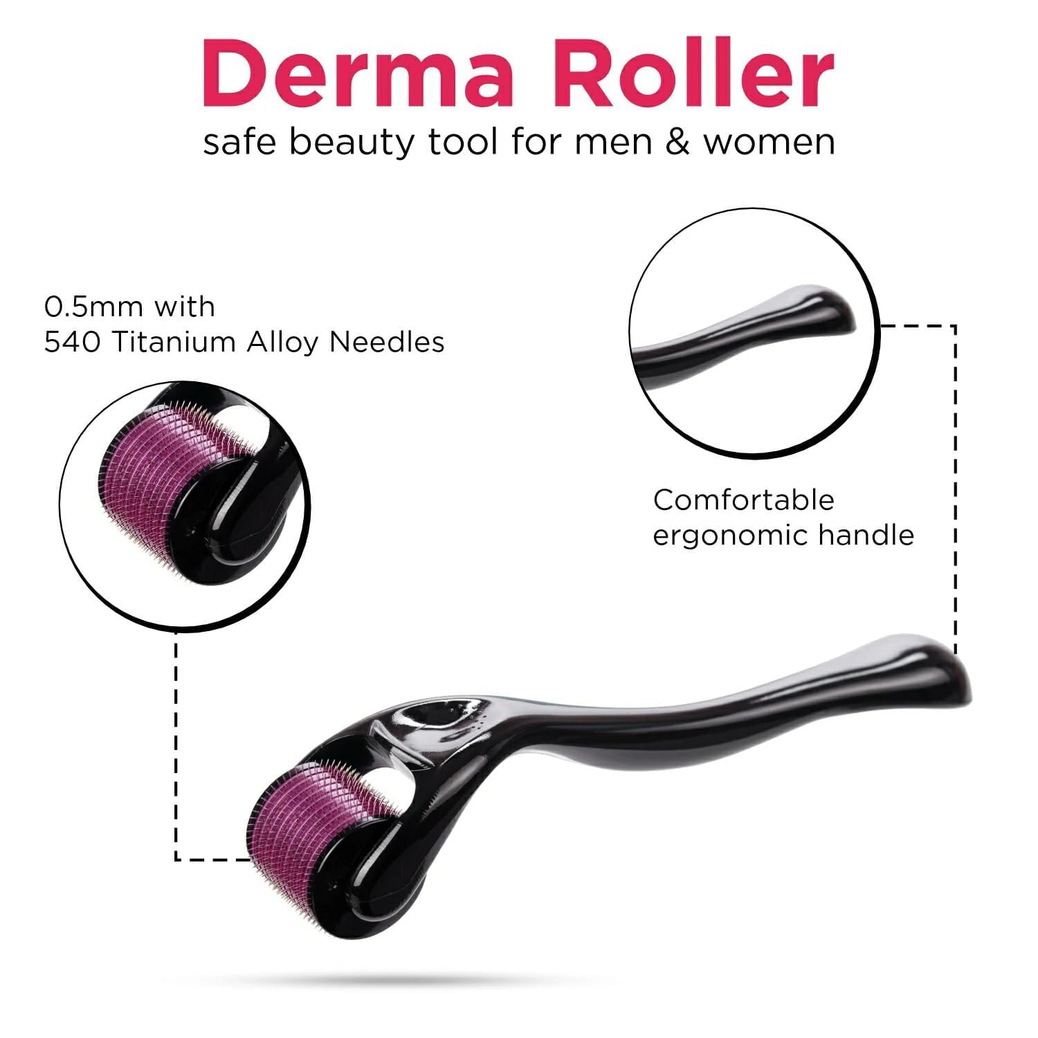 Derma Roller For Hair And Beard Regrowth 540 Micro 0.5MM