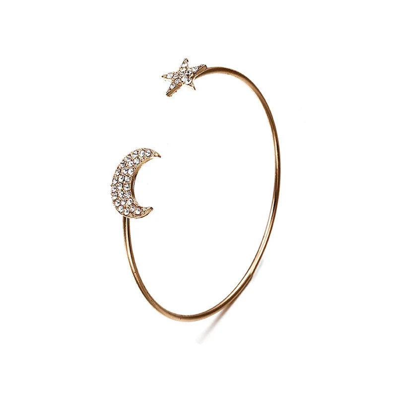 Scintillating American Diamond Star & Moon Bracelet Set (Pack of 4)-OSL118