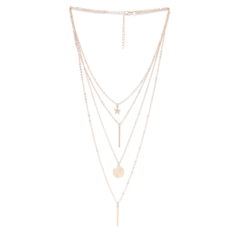 Exclusive Star & Coin Multi-Layered Necklace-OSL104
