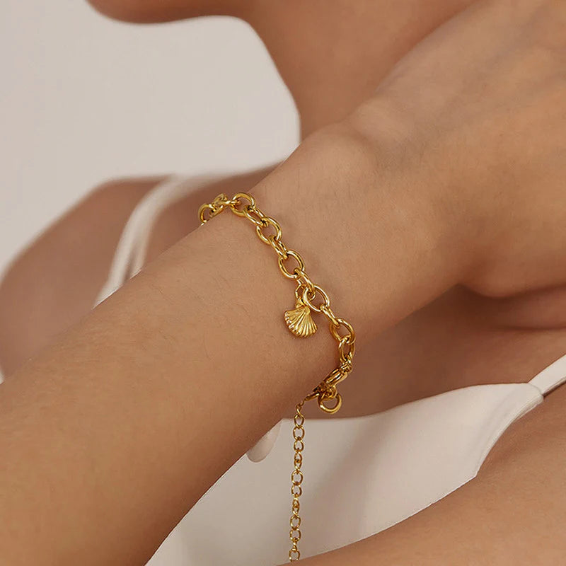 Gold Plated Stainless Steel Anti-Tarnish Star-Themed Wraparound Bracelet for Women-OSL-133