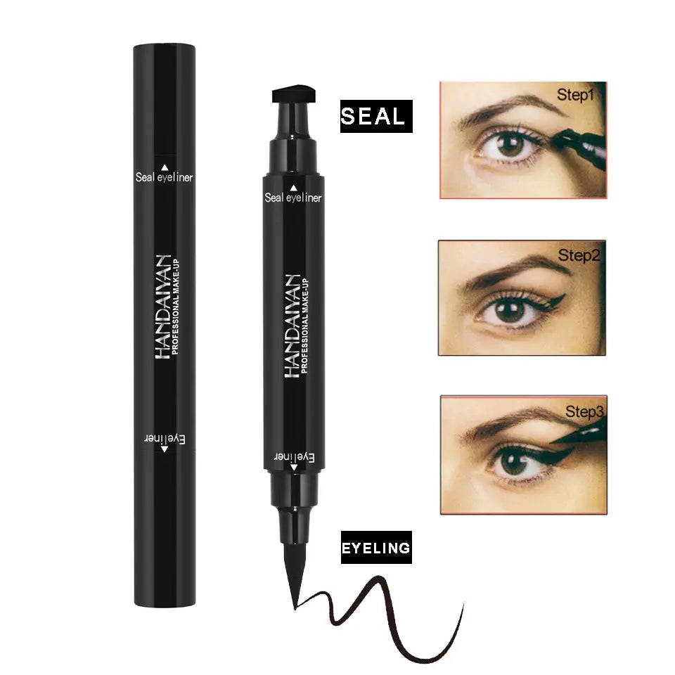 Handaiyan Waterproof 2 in 1 Eyeliner Stamp Liquid Liner Professional Makeup Long Lasting Quick Smudge Proof Hyper Drying Resistant Stay All Day Waterline Winged Instant Result(Classic Black)
