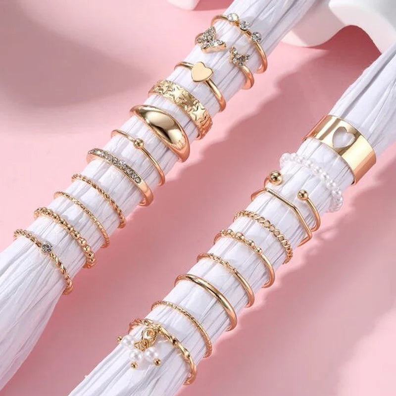Gold Plated Stackable Rings (Pack of 21)-OSL101