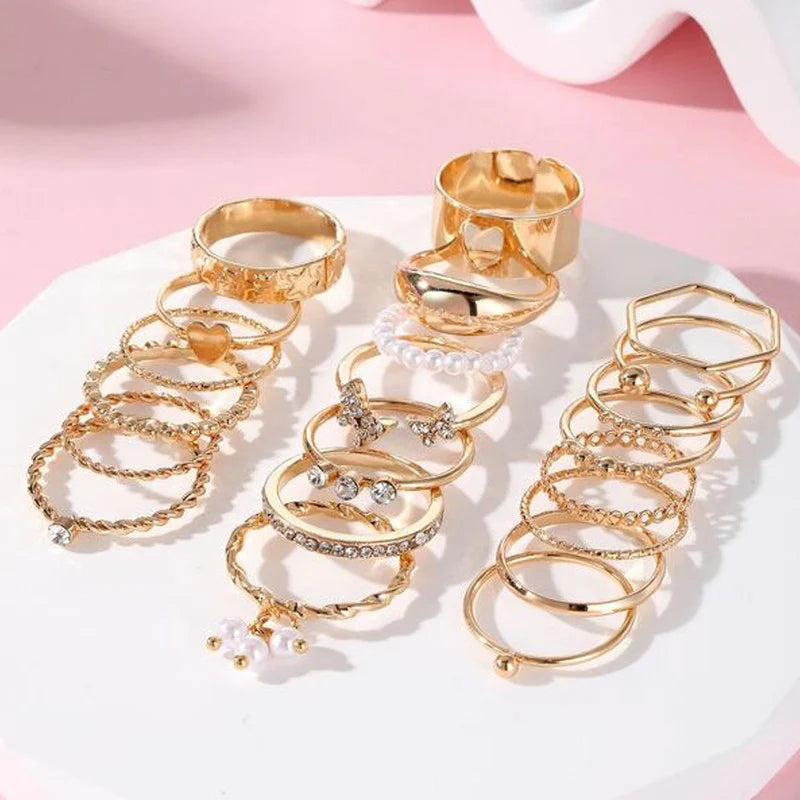 Gold Plated Stackable Rings (Pack of 21)-OSL101