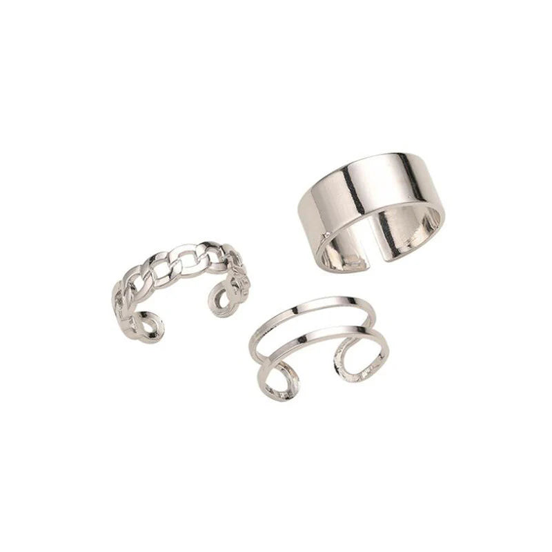 Silver Plated Contemporary Stackable Rings Set of 3 for Women-OSL96