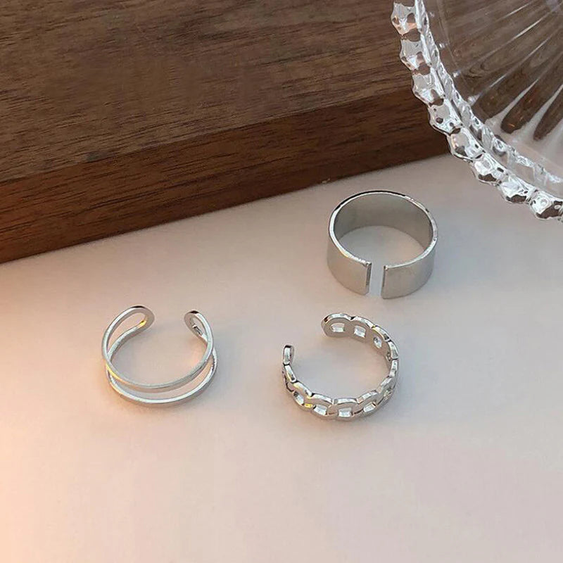 Silver Plated Contemporary Stackable Rings Set of 3 for Women-OSL96