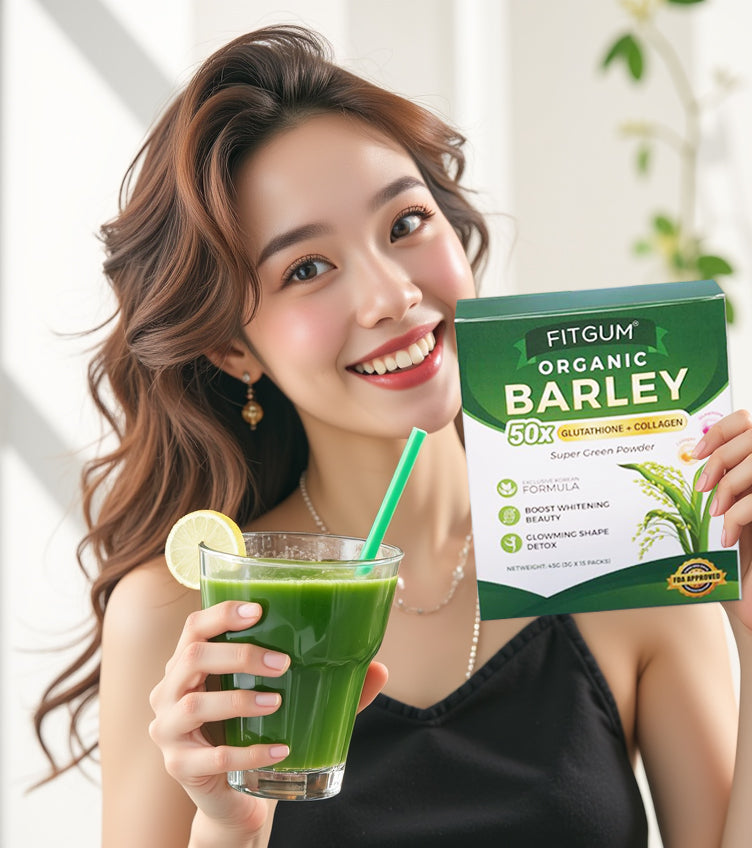 FITGUM Organic Barley 50X Glutathione + Collagen Super Green Powder