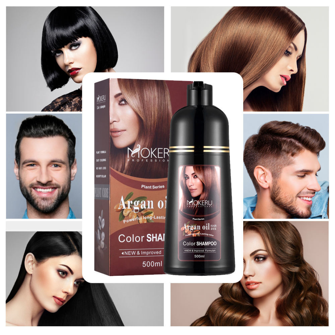 MOKERU Natural Brown Hair Color Shampoo – 3-in-1 Dye, Cleanse & Condition