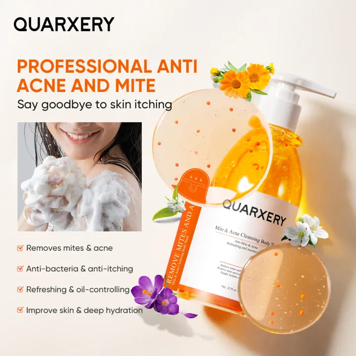 QUARXERY Body Wash Anti Acne Mite Depth Cleaning Skin And Reduce Mite Skin Antibacterial Cleaning Shower Gel
