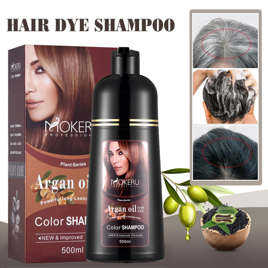 MOKERU Natural Brown Hair Color Shampoo – 3-in-1 Dye, Cleanse & Condition