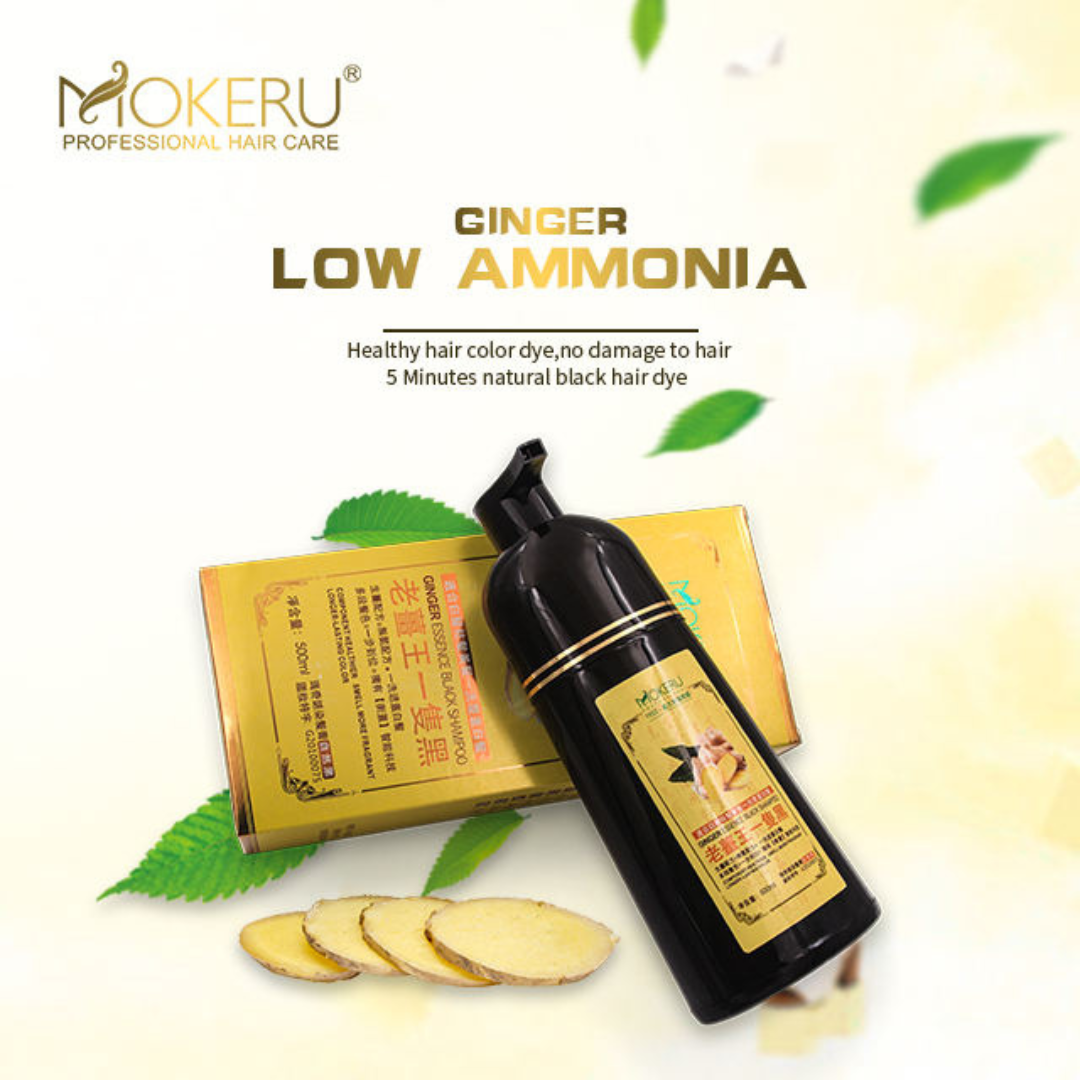 MOKERU Natural Black Hair Shampoo – 3-in-1 Dye, Cleanse & Condition