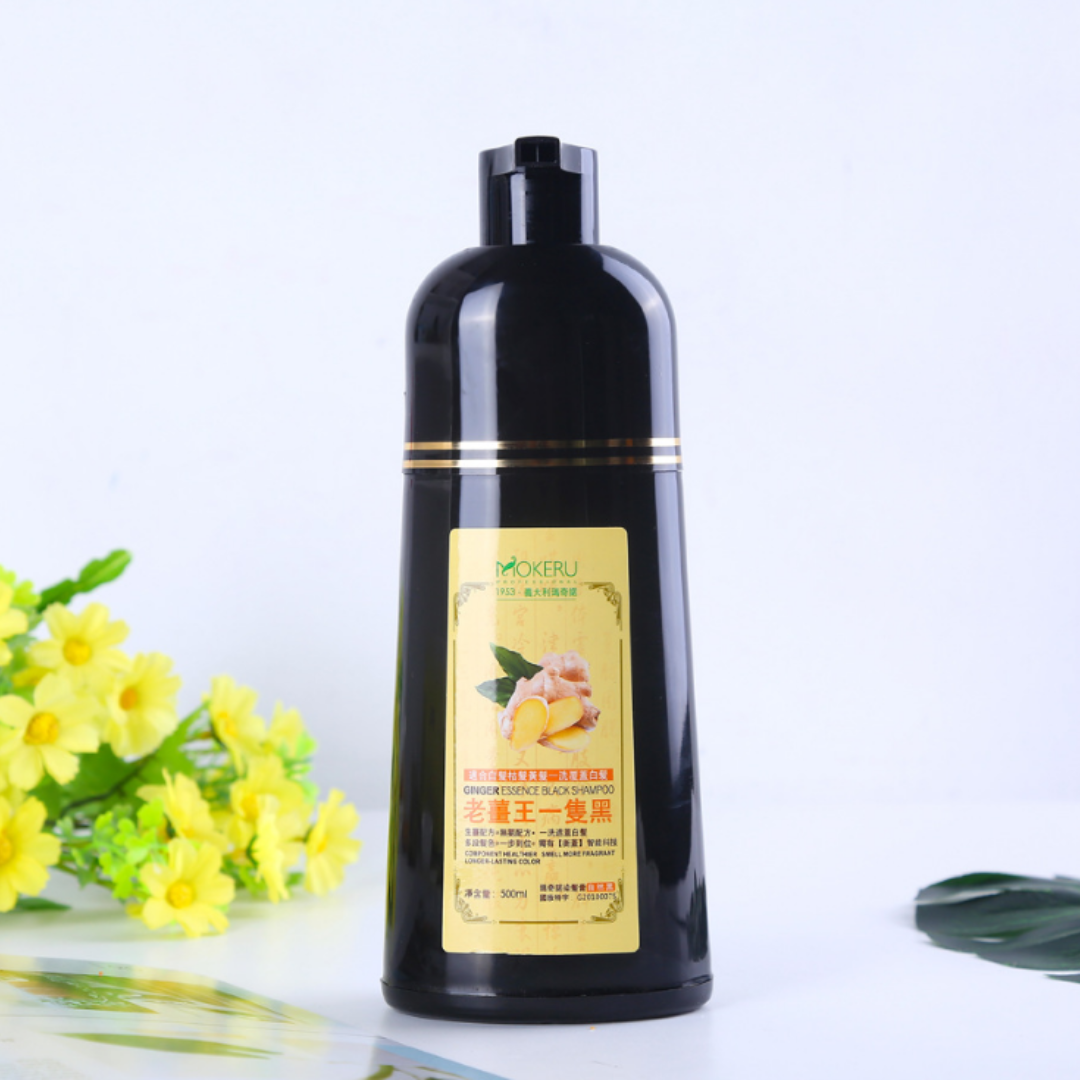 MOKERU Natural Black Hair Shampoo – 3-in-1 Dye, Cleanse & Condition