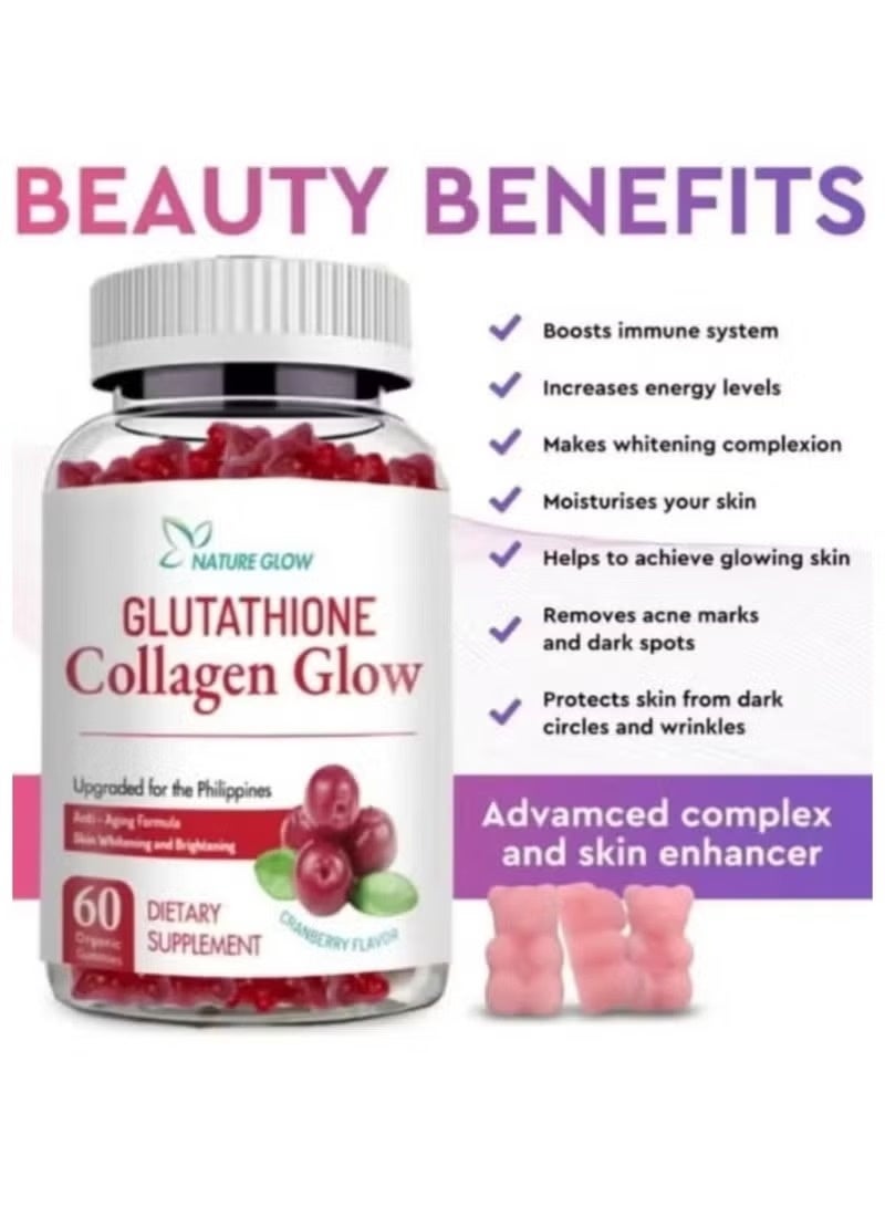 Nature Glow Glutathione Collagen Glow – Skin Brightening & Anti-Aging Collagen Gummies with Antioxidants (60 Gummies)