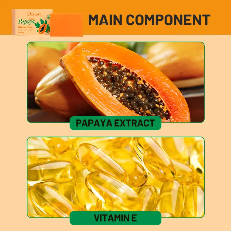 Disaar Organic Soap Skin Whitening Papaya Vitamin E Brighten Moisturizer Dense Foam Washing Soap