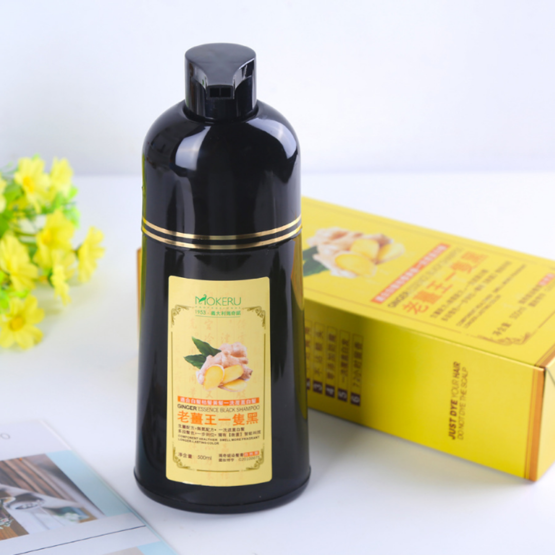 MOKERU Natural Black Hair Shampoo – 3-in-1 Dye, Cleanse & Condition