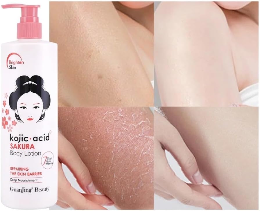 Guanjing Kojic Acid Sakura Body Lotion, Brightening & Moisturizing, Retinol & Shea Butter, All Skin Types, Deep Nourishment