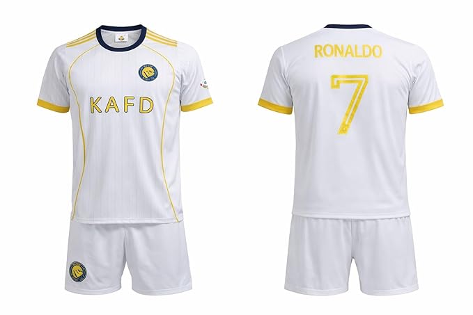 Al Nasr New Season White And Yellow Kids Football Jersey Set T-shirt And Short