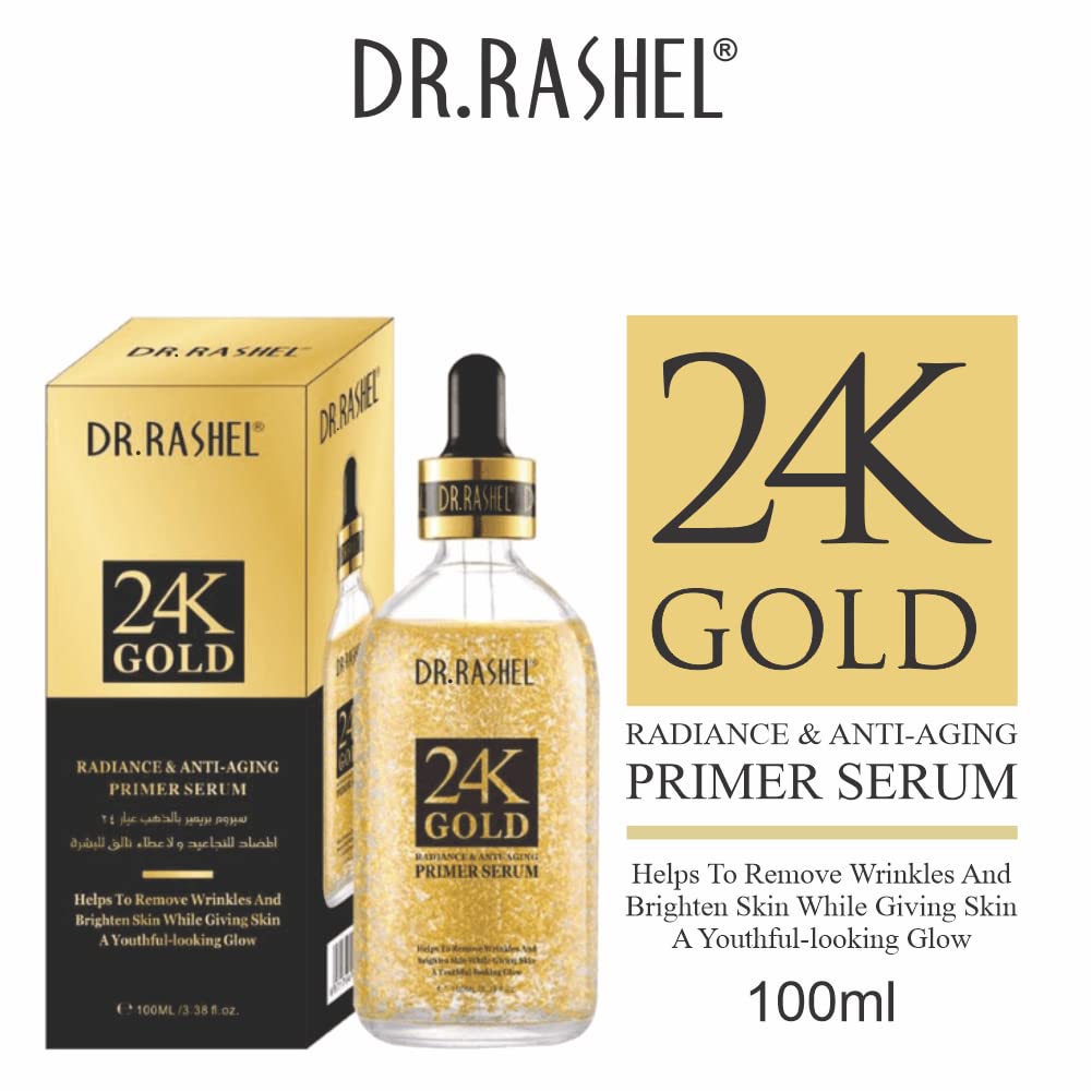 DR.RASHEL 24K Gold Radiance & Anti Aging Premier Serum Helps to Remove Wrinkles | Brighten Skin While Giving Skin | A Youthful-looking Glow - 100 ml