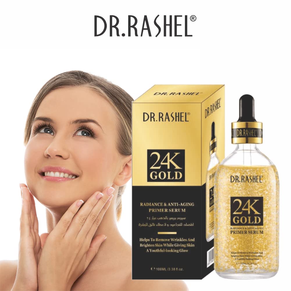 DR.RASHEL 24K Gold Radiance & Anti Aging Premier Serum Helps to Remove Wrinkles | Brighten Skin While Giving Skin | A Youthful-looking Glow - 100 ml