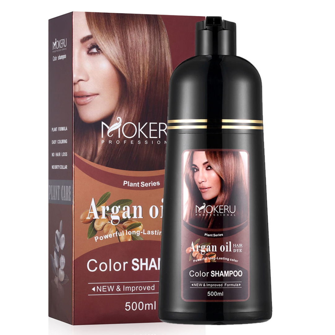 MOKERU Natural Brown Hair Color Shampoo – 3-in-1 Dye, Cleanse & Condition
