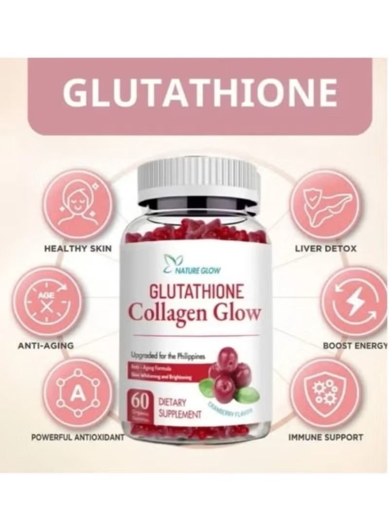 Nature Glow Glutathione Collagen Glow – Skin Brightening & Anti-Aging Collagen Gummies with Antioxidants (60 Gummies)