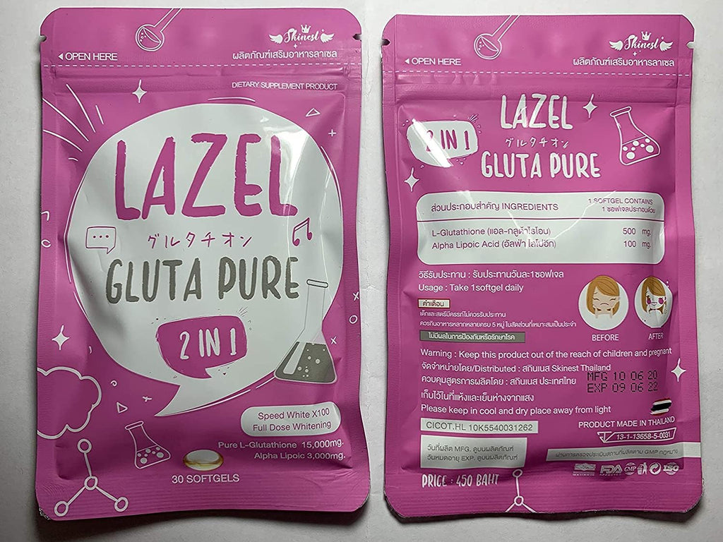 Lazel Gluta Pure 2 in 1 Dietary Supplement Brightening Skin Antioxidant 30gm