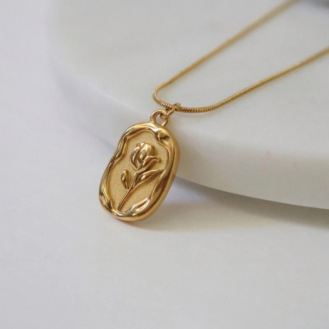 Gold Floral Medallion Pendant Necklace (Gold Plated | Anti-Tarnish)-OSL-58