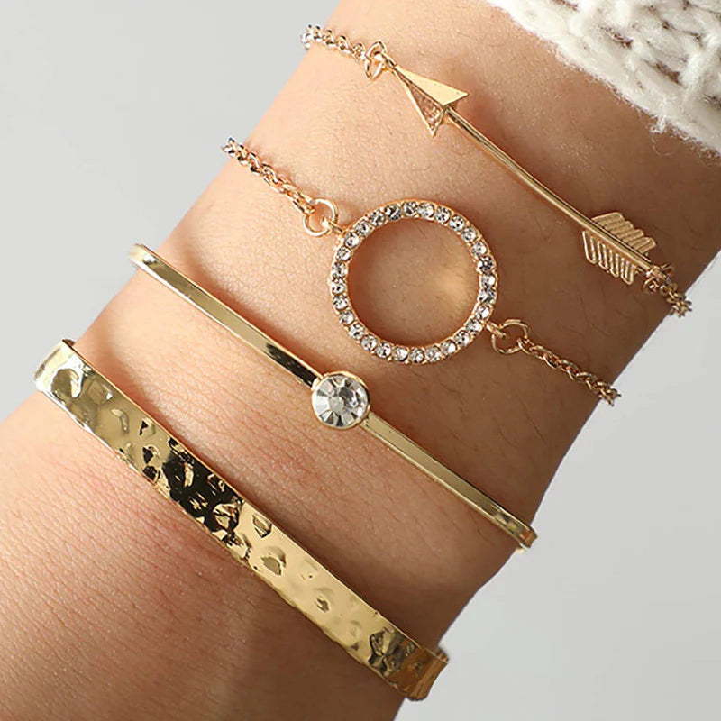 Gold Plated Contemporary Bracelet Set (Pack of 4)-OSL121