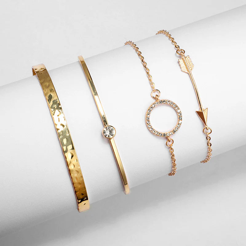 Gold Plated Contemporary Bracelet Set (Pack of 4)-OSL121