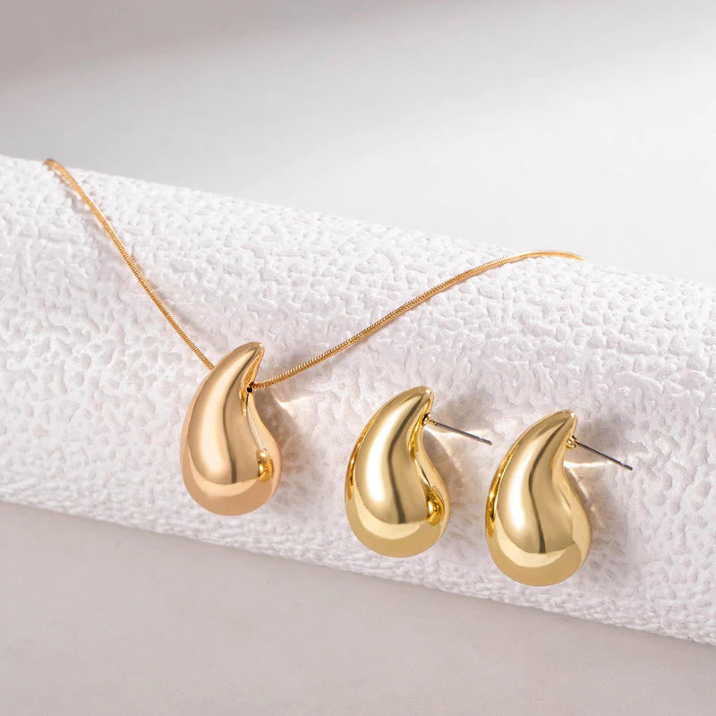 OSLUXE Gold Plated Glossy Chunky Dome Drop Jewellery-SetOSL91