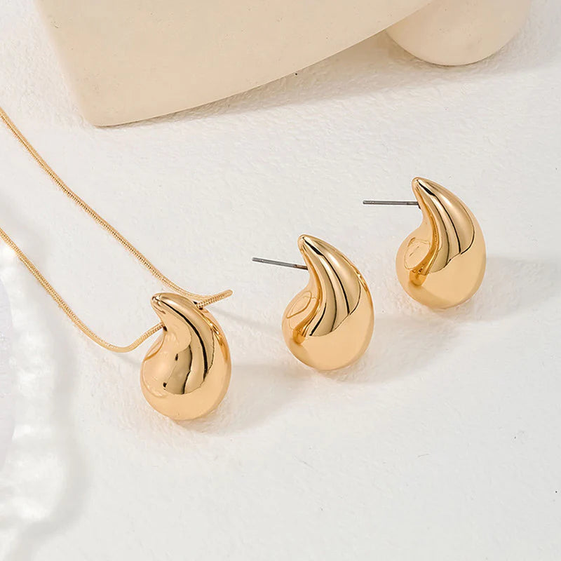 OSLUXE Gold Plated Glossy Chunky Dome Drop Jewellery-SetOSL91