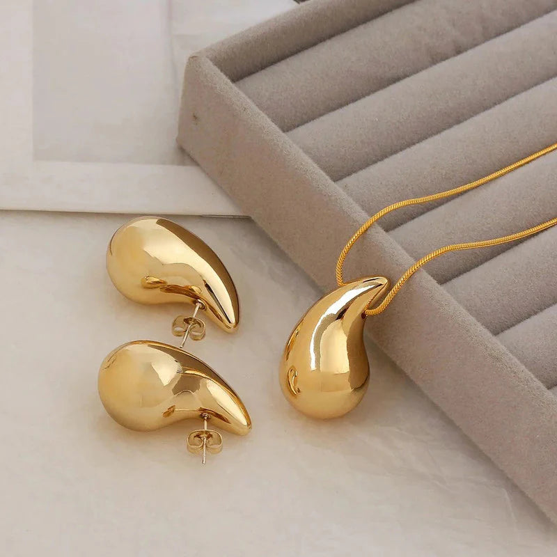 OSLUXE Gold Plated Glossy Chunky Dome Drop Jewellery-SetOSL91