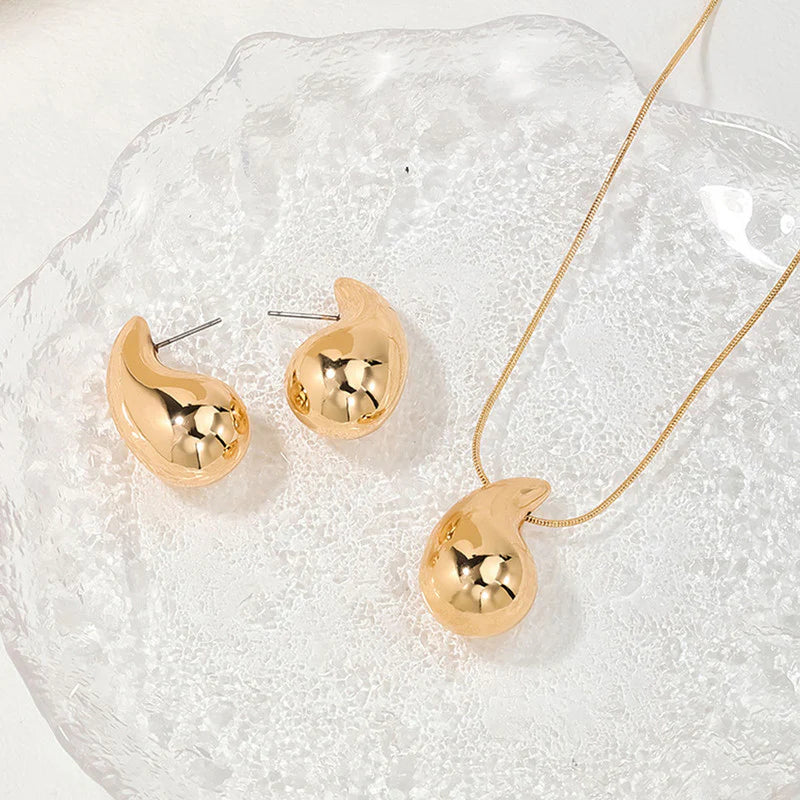 OSLUXE Gold Plated Glossy Chunky Dome Drop Jewellery-SetOSL91