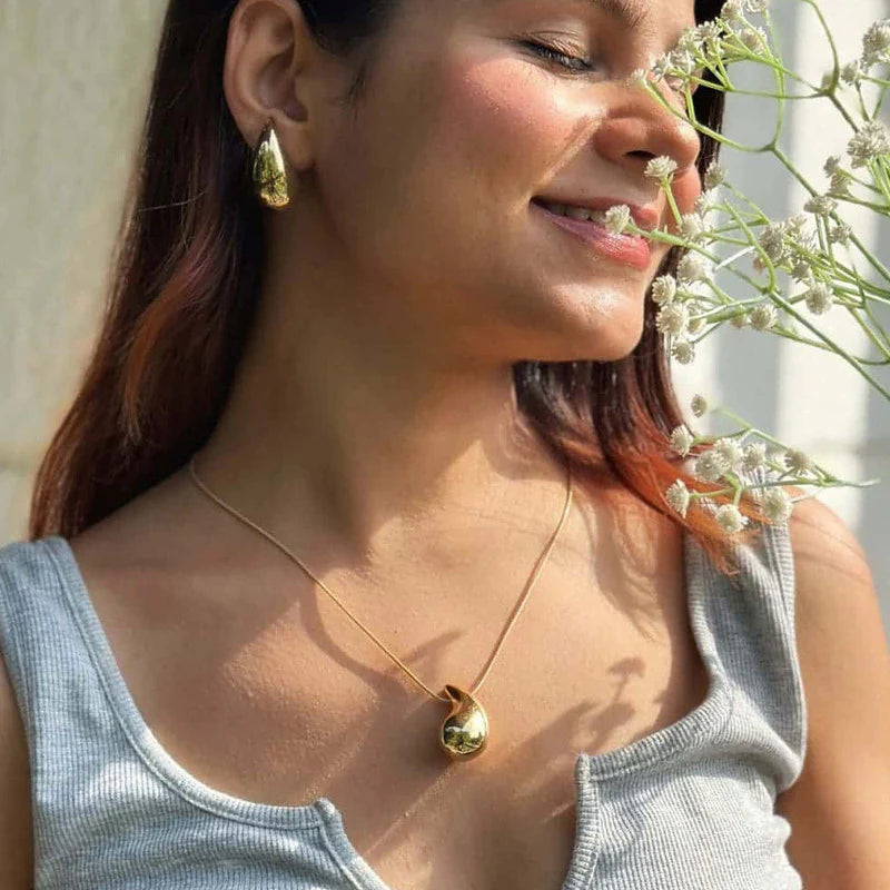 OSLUXE Gold Plated Glossy Chunky Dome Drop Jewellery-SetOSL91