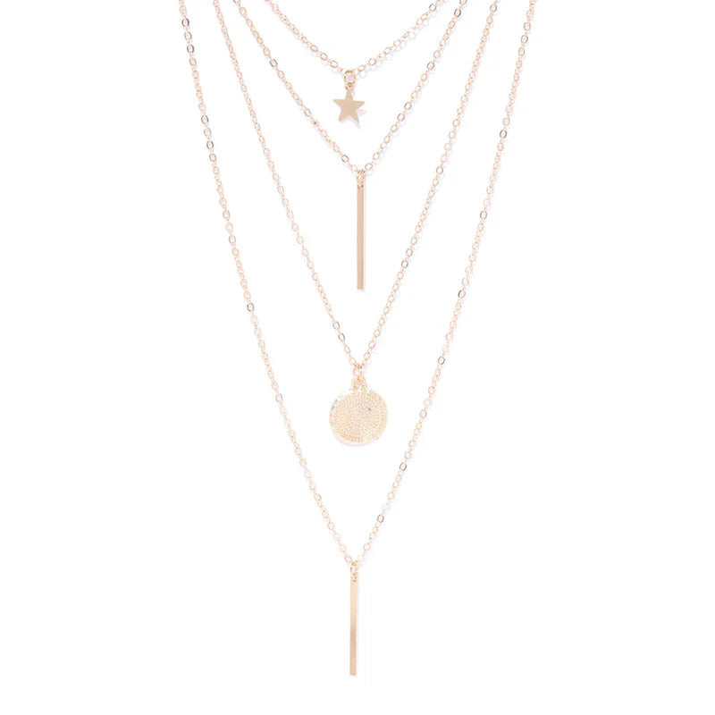 Exclusive Star & Coin Multi-Layered Necklace-OSL104
