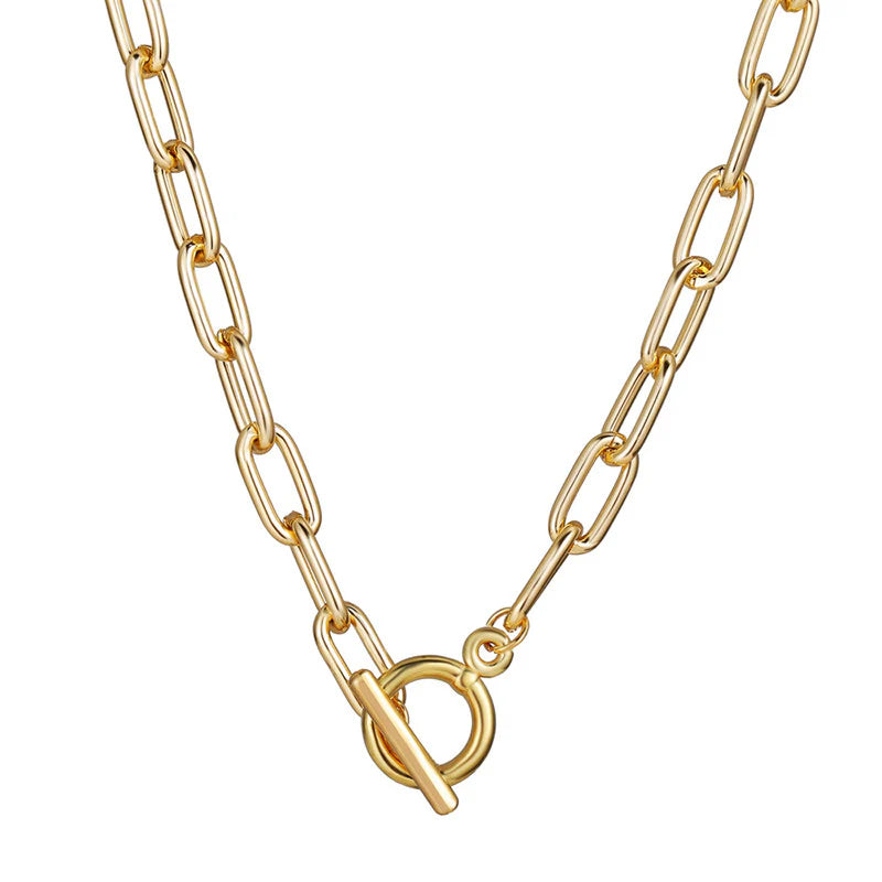 Bold Lock Design Gold Plated Necklace for Women-OSL-129