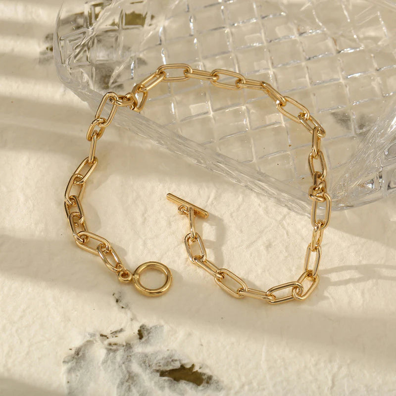 Bold Lock Design Gold Plated Necklace for Women-OSL-129