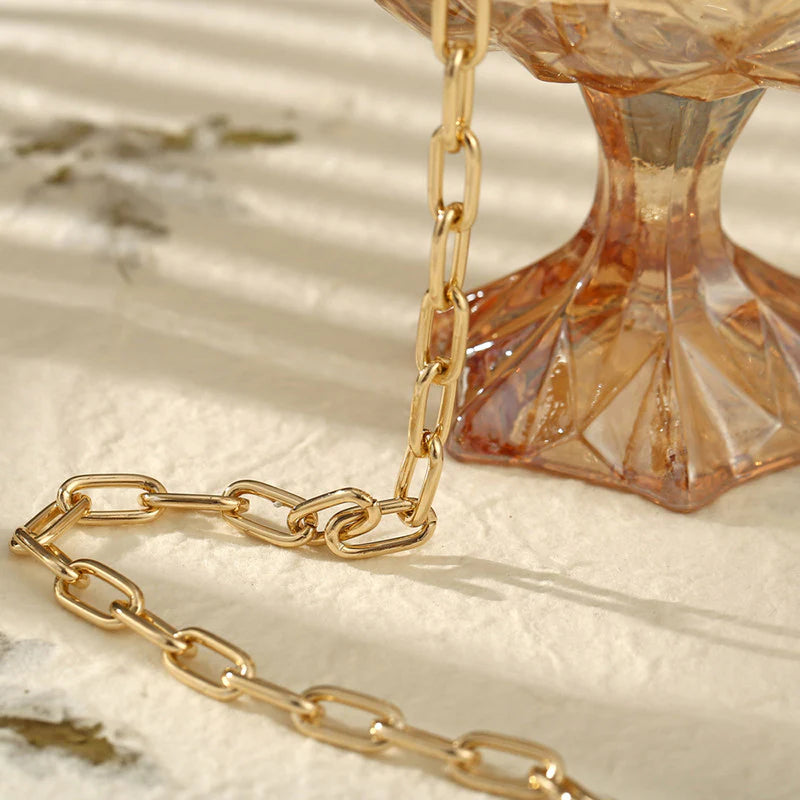 Bold Lock Design Gold Plated Necklace for Women-OSL-129