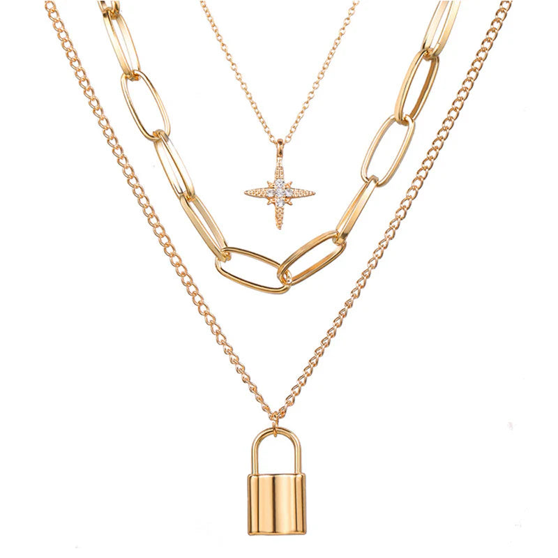 Gold Plated Layered Necklace-OSL122