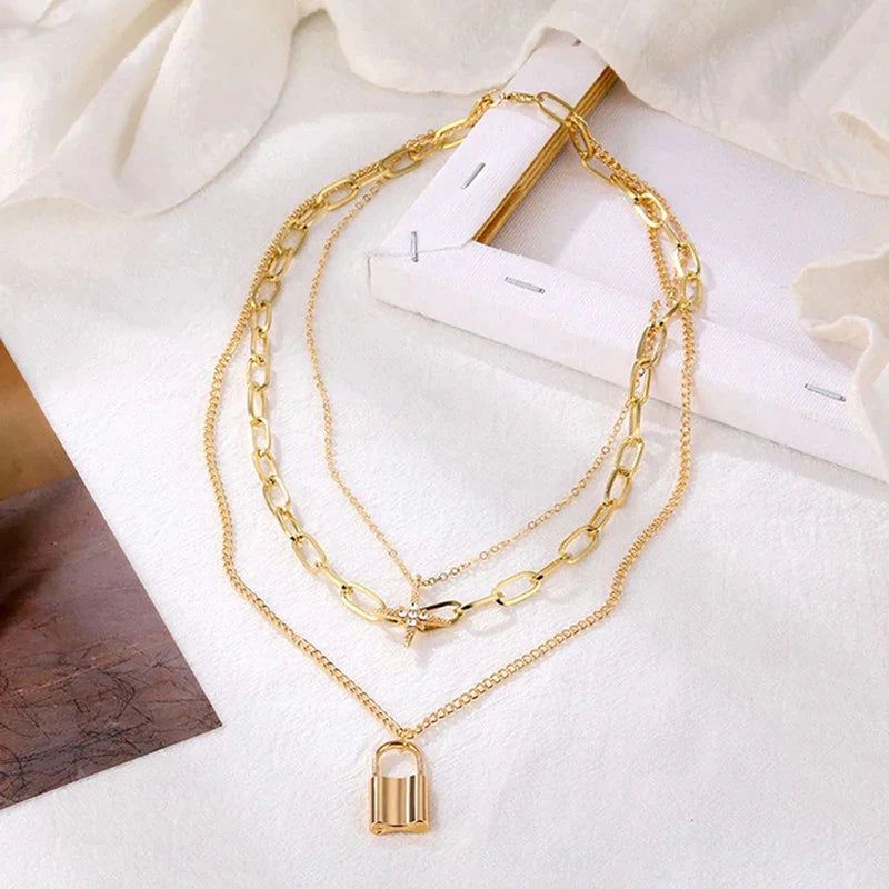 Gold Plated Layered Necklace-OSL122