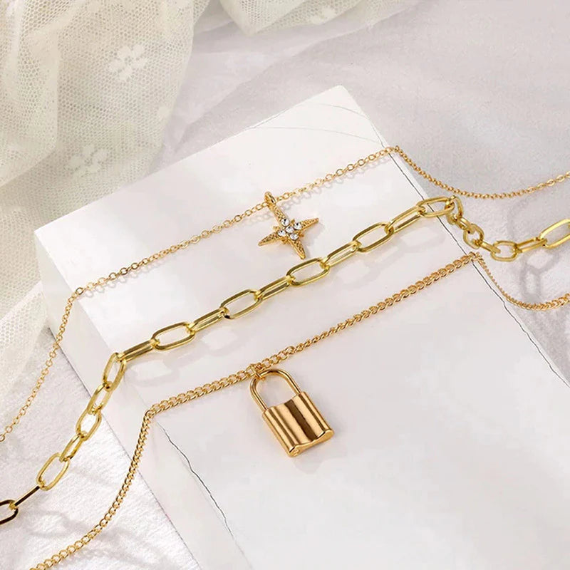 Gold Plated Layered Necklace-OSL122