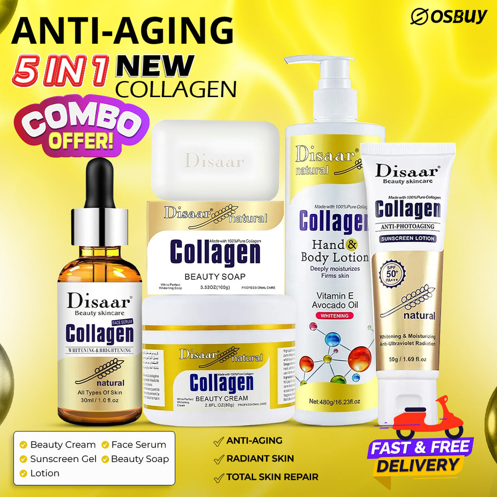 DISAAR Beauty Collagen 100% Natural Anti Aging Skin Brightening Kit 5pcs