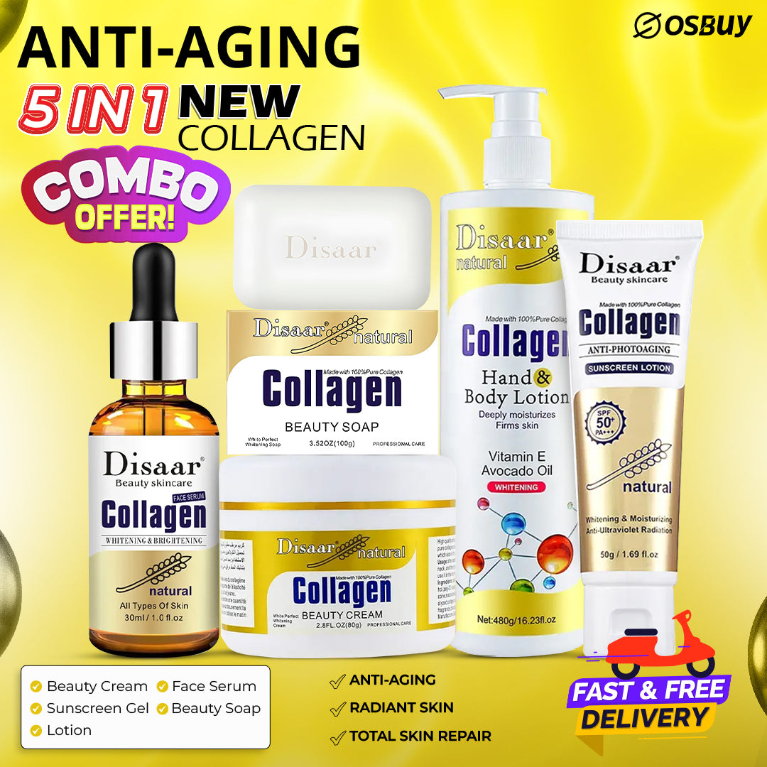 DISAAR Beauty Collagen 100% Natural Anti Aging Skin Brightening Kit 5pcs