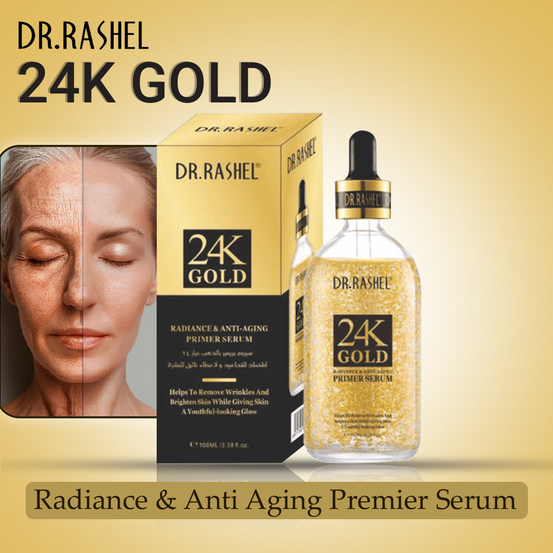 DR.RASHEL 24K Gold Radiance & Anti Aging Premier Serum Helps to Remove Wrinkles | Brighten Skin While Giving Skin | A Youthful-looking Glow - 100 ml