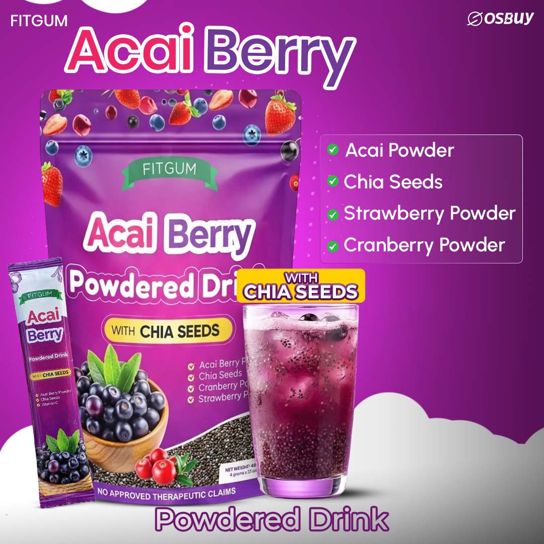 Fitgum Acai Berry Drink With Chia Seeds - 40g (4g x 10 Sachets)