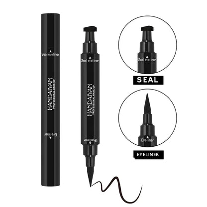 Handaiyan Waterproof 2 in 1 Eyeliner Stamp Liquid Liner Professional Makeup Long Lasting Quick Smudge Proof Hyper Drying Resistant Stay All Day Waterline Winged Instant Result(Classic Black)
