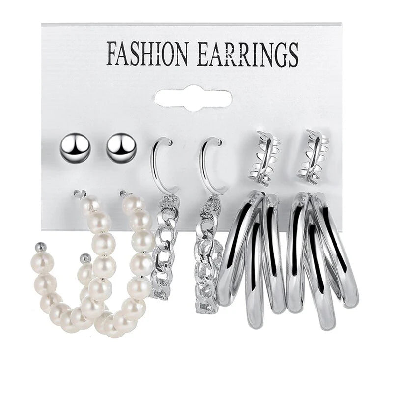Silver Plated Hoop Earrings Combo-OSL110